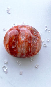 Large Fire Quartz Palm Stone